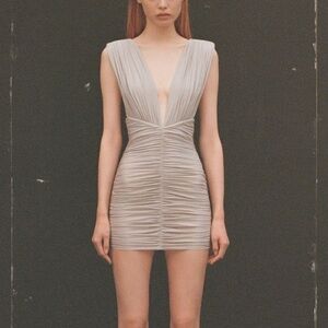 Alex Perry Keanan Plunging Ruched Mini Dress
